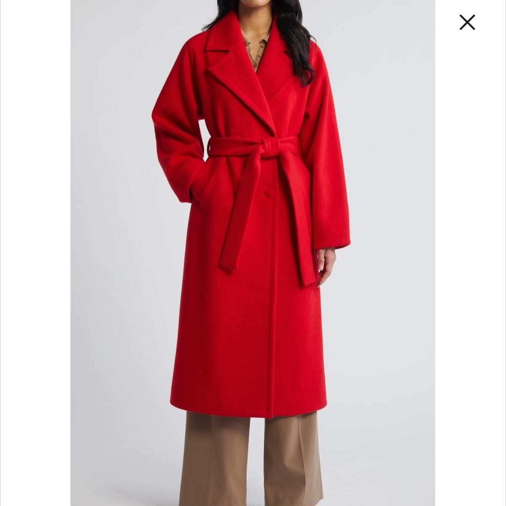 Med Bernardo Vibrant Red Belted Pea Coat